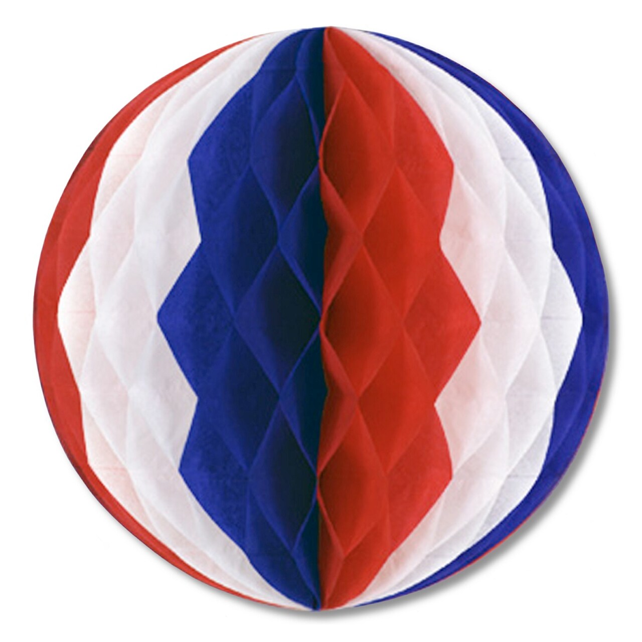 Beistle Club Pack of 24 Patriotic Red, White and Blue Honeycomb Hanging Tissue Ball Decorations 12"